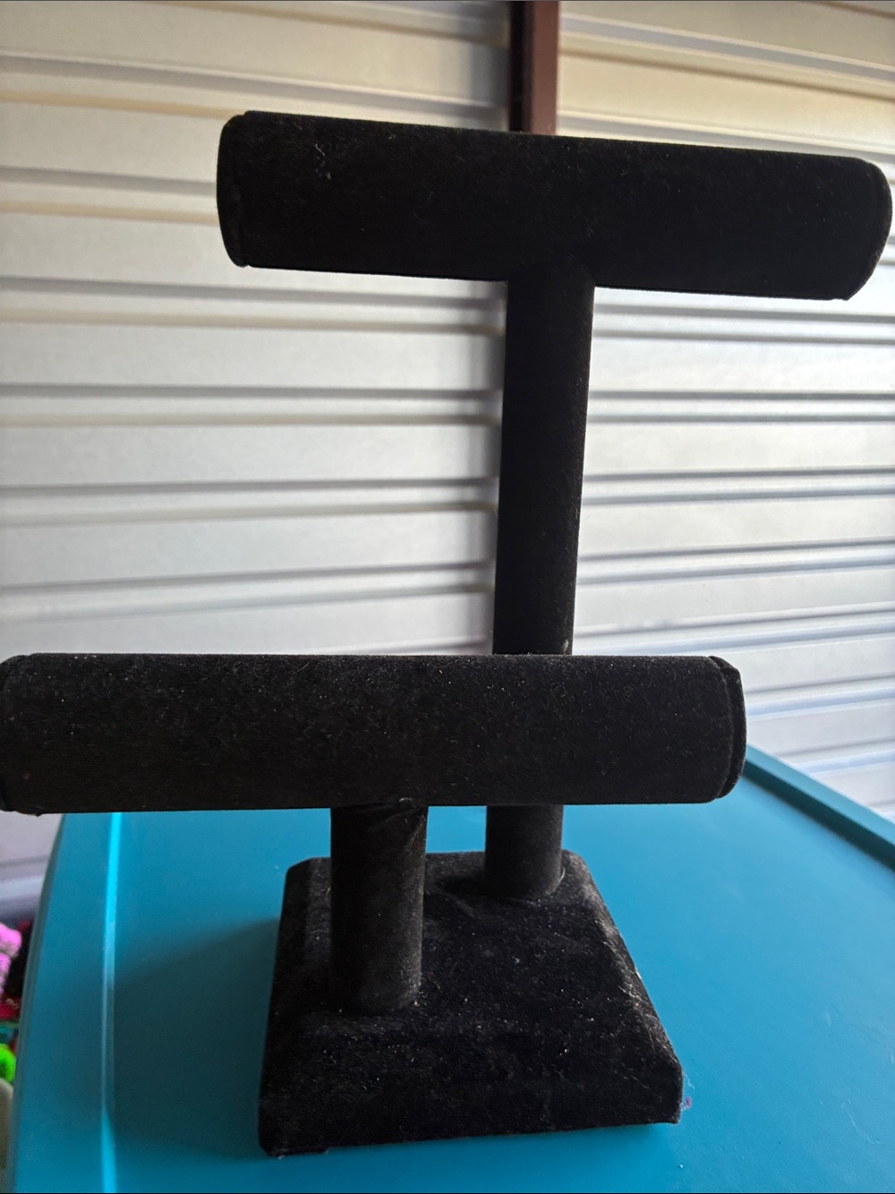 Black Velvet Double T-Bar Jewelry Display Stand